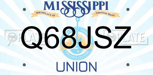 Q68JSZ Mississippi License Plate