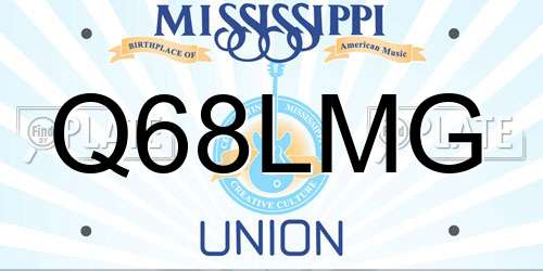 Q68LMG Mississippi License Plate