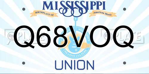 Q68VOQ Mississippi License Plate