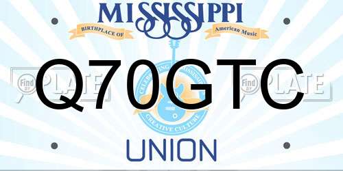 Q70GTC Mississippi License Plate