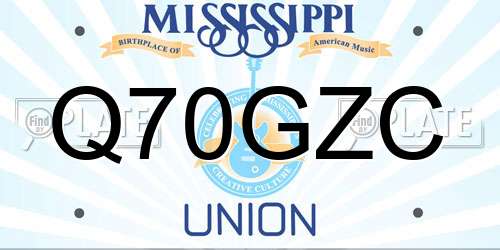 Q70GZC Mississippi License Plate