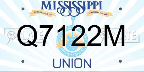 Q7122M Mississippi License Plate