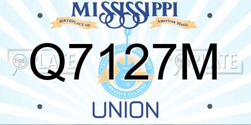 Q7127M Mississippi License Plate