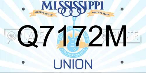 Q7172M Mississippi License Plate