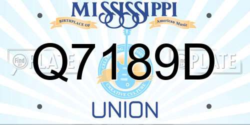 Q7189D Mississippi License Plate