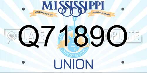 Q7189O Mississippi License Plate