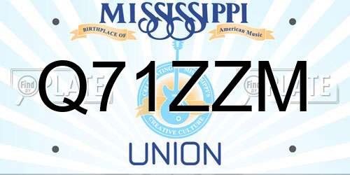 Q71ZZM Mississippi License Plate