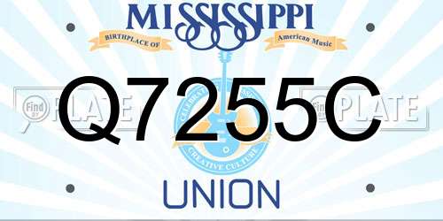 Q7255C Mississippi License Plate