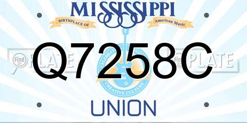 Q7258C Mississippi License Plate