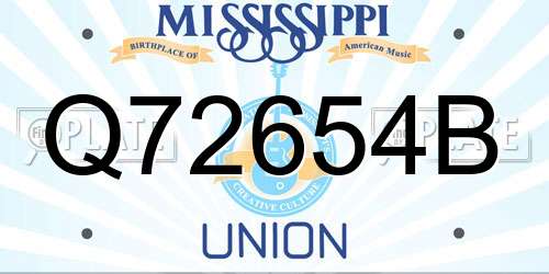 Q72654B Mississippi License Plate