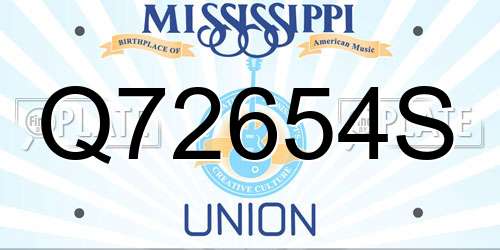 Q72654S Mississippi License Plate