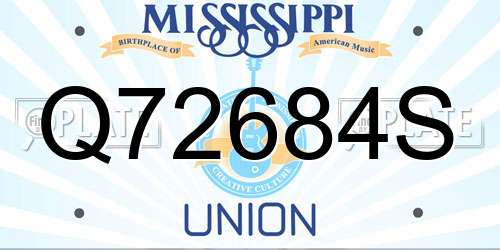 Q72684S Mississippi License Plate