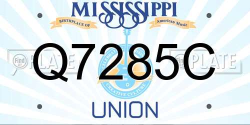 Q7285C Mississippi License Plate
