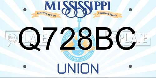 Q728BC Mississippi License Plate