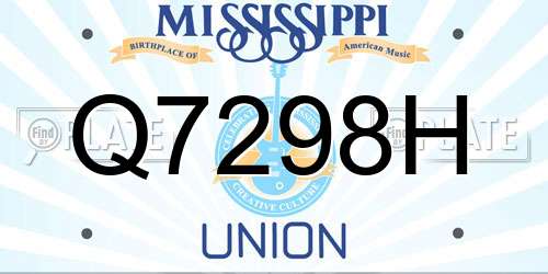 Q7298H Mississippi License Plate