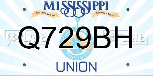 Q729BH Mississippi License Plate