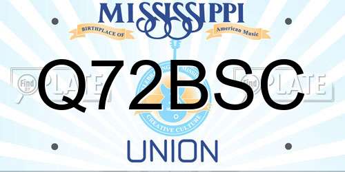 Q72BSC Mississippi License Plate