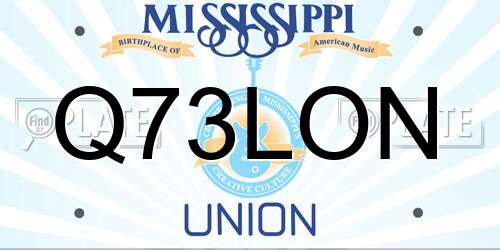 Q73LON Mississippi License Plate