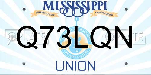 Q73LQN Mississippi License Plate