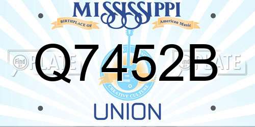 Q7452B Mississippi License Plate