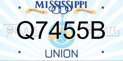 Q7455B Mississippi License Plate