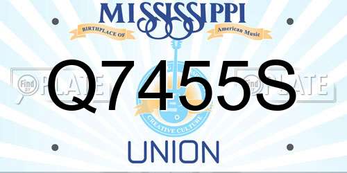 Q7455S Mississippi License Plate