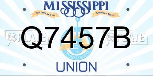 Q7457B Mississippi License Plate