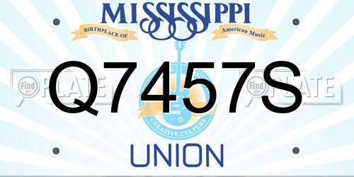 Q7457S Mississippi License Plate