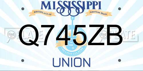 Q745ZB Mississippi License Plate