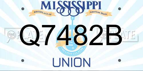 Q7482B Mississippi License Plate