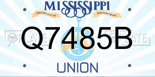 Q7485B Mississippi License Plate