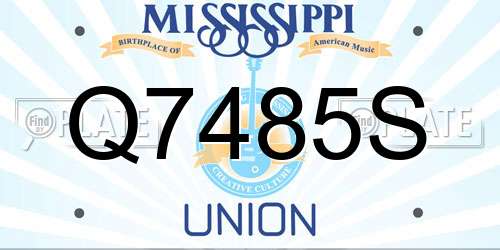 Q7485S Mississippi License Plate