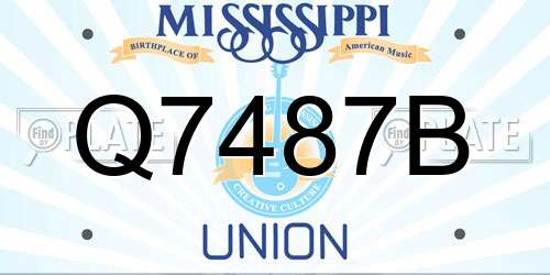 Q7487B Mississippi License Plate