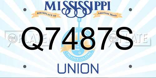 Q7487S Mississippi License Plate