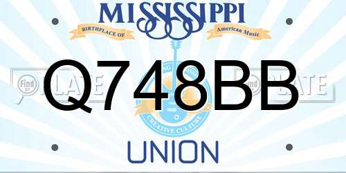 Q748BB Mississippi License Plate
