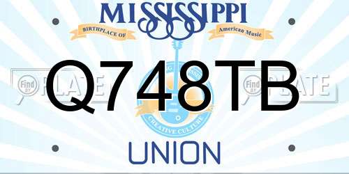 Q748TB Mississippi License Plate