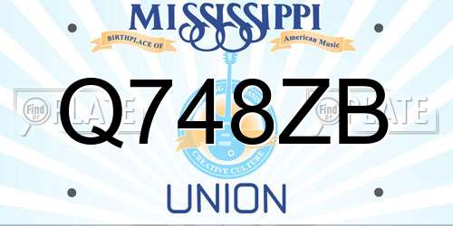 Q748ZB Mississippi License Plate