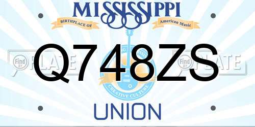 Q748ZS Mississippi License Plate