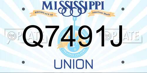 Q7491J Mississippi License Plate