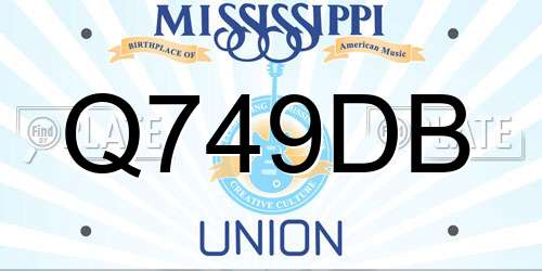 Q749DB Mississippi License Plate