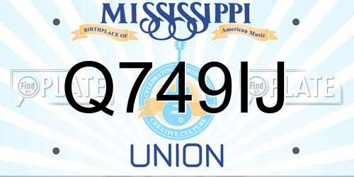 Q749IJ Mississippi License Plate