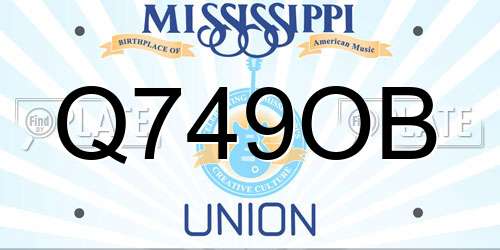 Q749OB Mississippi License Plate