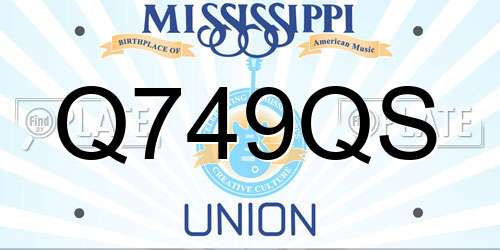 Q749QS Mississippi License Plate