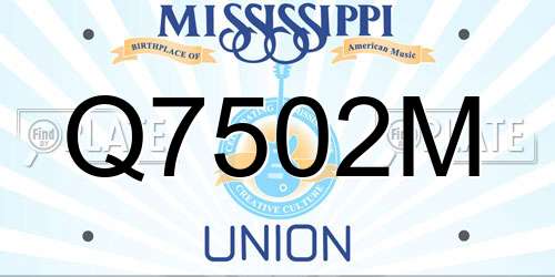 Q7502M Mississippi License Plate