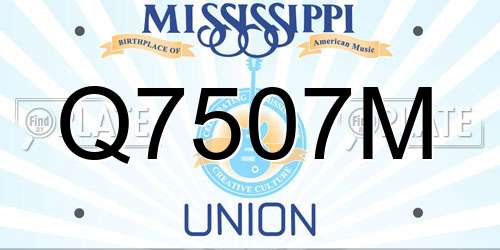Q7507M Mississippi License Plate