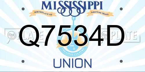 Q7534D Mississippi License Plate