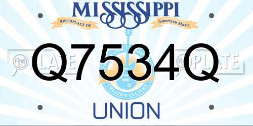 Q7534Q Mississippi License Plate