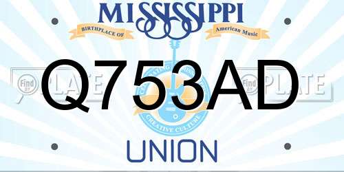 Q753AD Mississippi License Plate