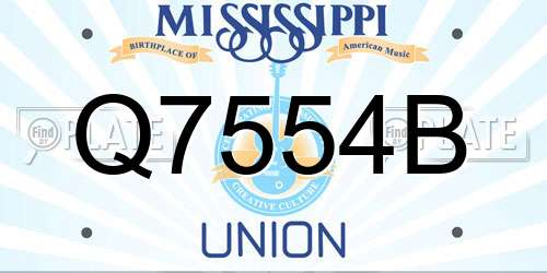 Q7554B Mississippi License Plate