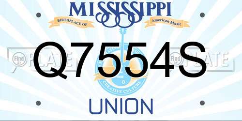 Q7554S Mississippi License Plate
